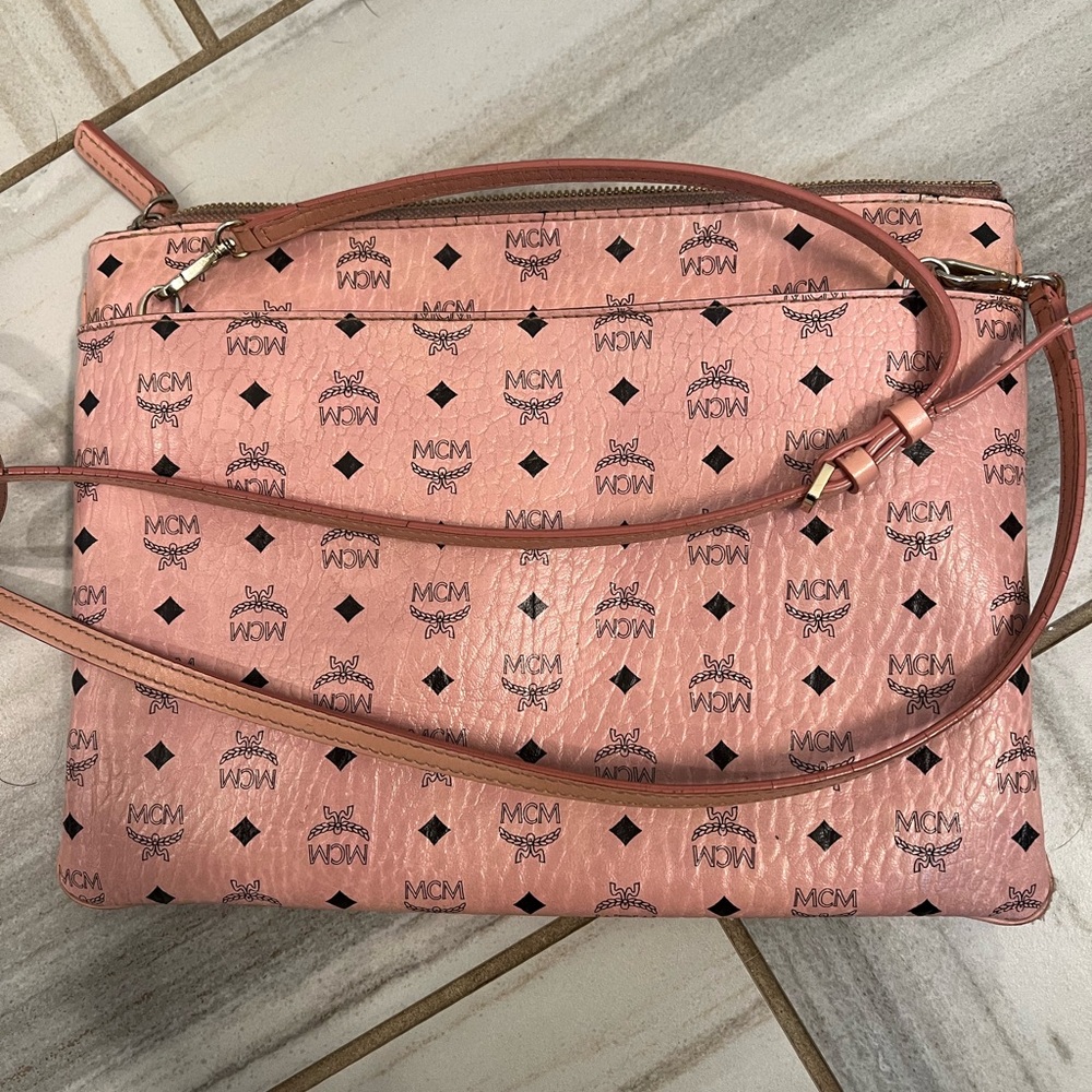 MCM visetos crossbody pink leather